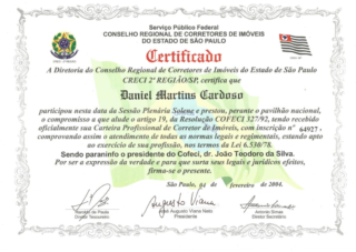 Certificado Corretor de Imóveis - CRECI-SP